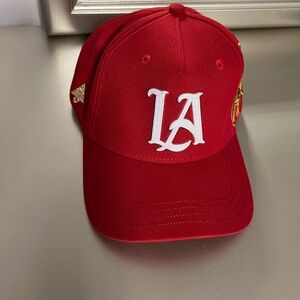YoungLA Vibrant Red Men’s Hat with White Initials